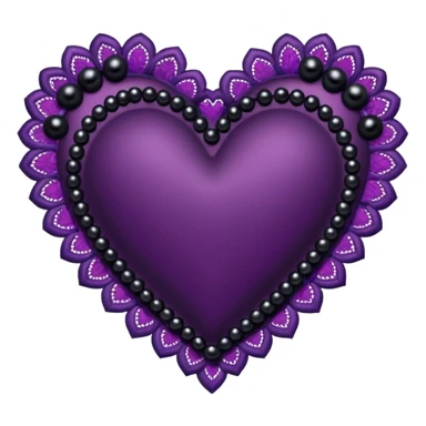 goth heart with purple lace and black pearls sticker