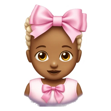 baby wearing a pink bow sticker