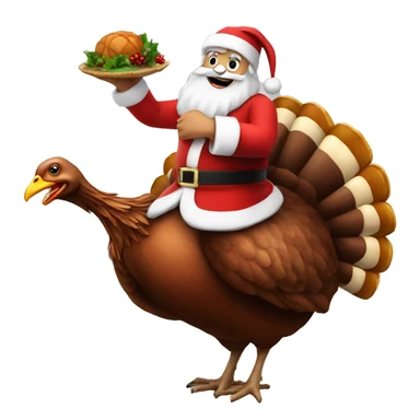 Santa riding a giant turkey sticker