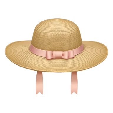 A woven sun hat with a pastel ribbon sticker