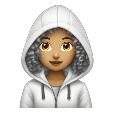 a white tenage curly girl wearing a hoodie working on a laptop sticker