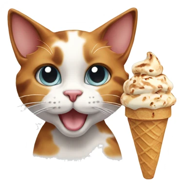 calico cat with icecream  sticker