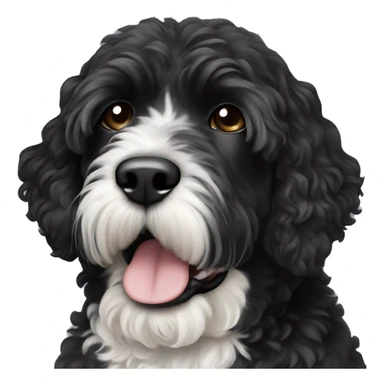 black face Portuguese water dog with white chin  sticker