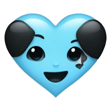 Half baby blue and black heart sticker