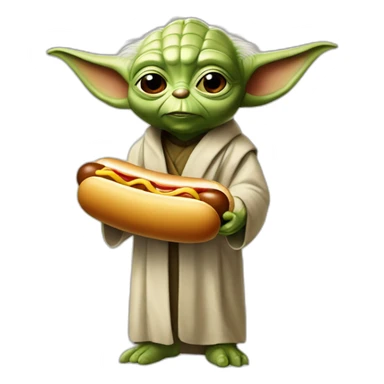 Yoda qui mange un hot-dog sticker