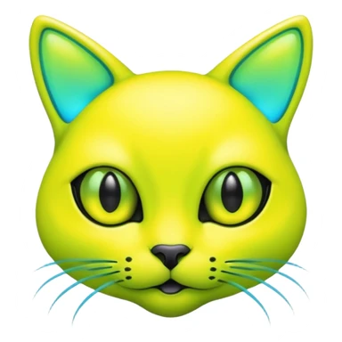 neon yellow alien cat sticker