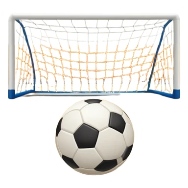 A close-up of a mini-football (futsal) ball placed on a wooden floor of an indoor sports hall, with the goalposts in the background. The scene highlights the smooth texture of the ball and the detailed net of the goal, emphasizing the fast-paced nature of the sport. sticker