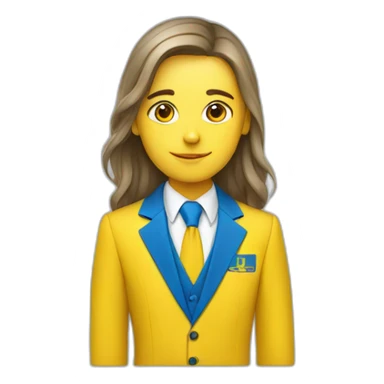 Ukrainian student wearing a suit in the color of the Ukrainian flag sticker