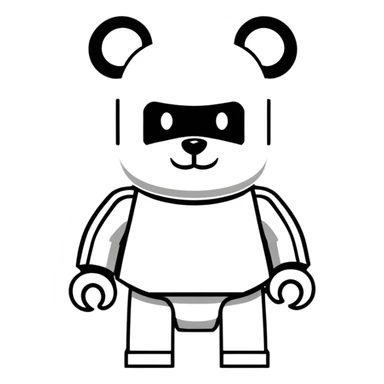 blocky Lego style bearbrick with X eyes, Lego brick joints, streetwear style, brand logos sticker