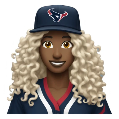 HOUSTON TEXANS baseball hat woman with long curly hair  sticker