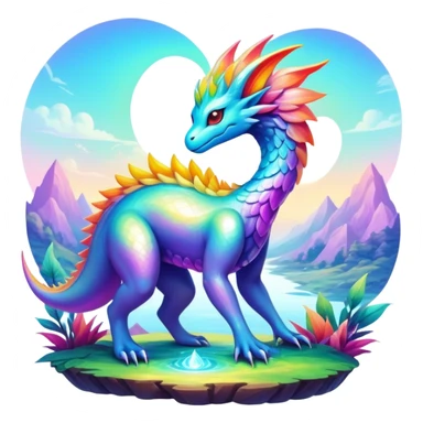 Epic divine complex iridescent aesthetic-Fakémon-creature-scenery sticker