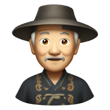 Old Chinese man with traditional Chinese hat sticker