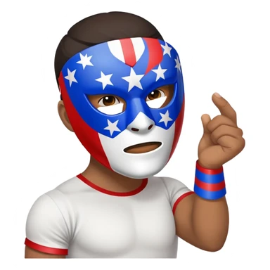 holding an empty Puerto Rican themed Lucha mask sticker