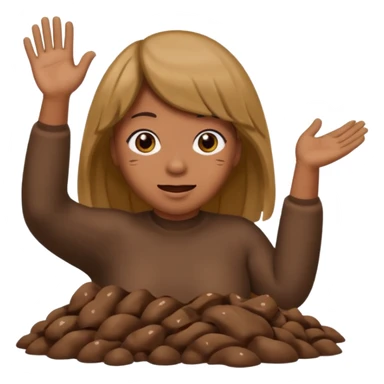 poop wearing a wig and waving hi while pooping sticker