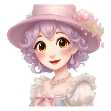 Gorgeous anime style lady with blushing face and accessories cottagecore fairycore Kawaii anime colorful pearly romantic aesthetic trending style sticker