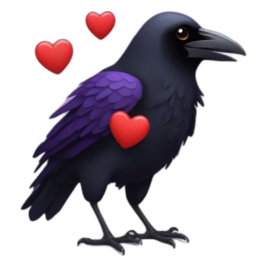 raven holding hearts sticker