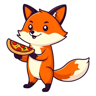 Red fox eating pizza sticker
