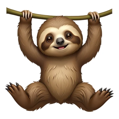 cinematic-sloth-realistic-full-body-hanging-emoji,-long-curved-claws-clinging,-thick-shaggy-brown-fur-slightly-ruffled,-head-tilted-dramatically,-slow-blinking-eyes-filled-with-serene-wisdom,-simplified-yet-realistic-focused-features,-highly-detailed,-glowing-with-an-almost-sarcastic-glow sticker