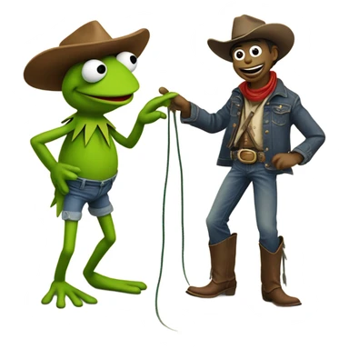 Kermit the frog vs a cowboy sticker