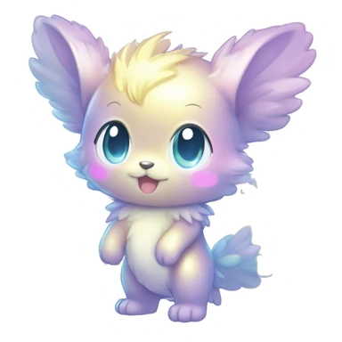 Shiny Cute Cool Innocent Shy Baby Sparkly Colorful Pastel Fluffy beautiful fantasy Kawaii Ethereal Sona Fakemon-animal Full Body sticker