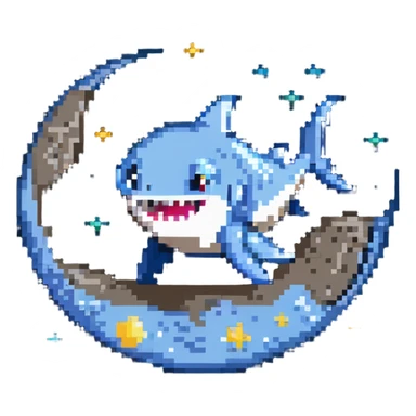 Baby shark on the moon sticker