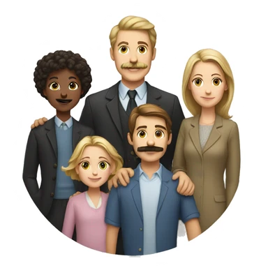 a white family with a man with a mustache , a woman, two girls, and a boy sticker