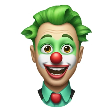 elon musk with a clown face and green nose with a dollar sign on it and puppy dog tongue and ears like an egirl sticker