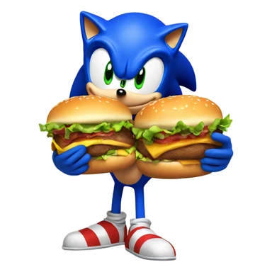 sonic the hedgehog holding one burger sticker