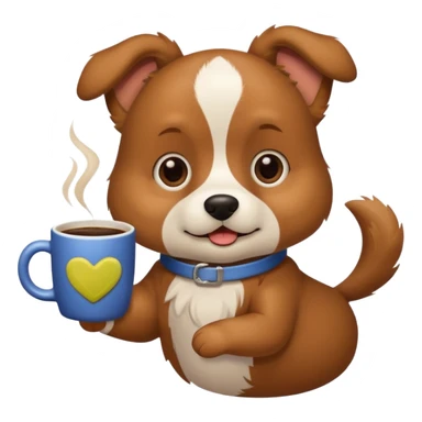 Dog with a cup of coffee sticker