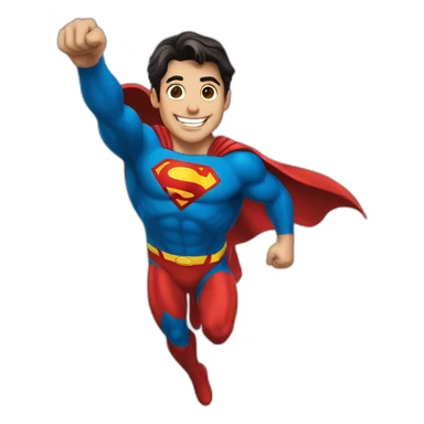 superman-boy-jump-smooth hair-happy-smile sticker