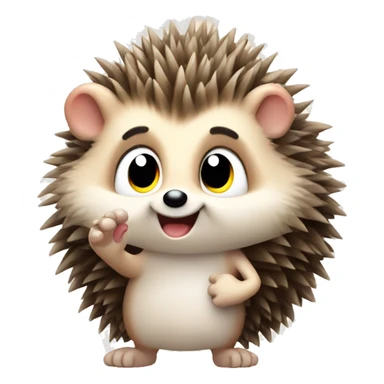 Cute little hedgehog waving his paw sticker