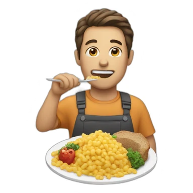 man eating food sticker