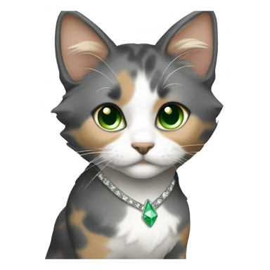 Grey and tan calico with a tan diamond pattern between her green eyes sticker