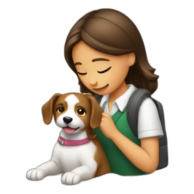 Niña estudiando su perro sticker