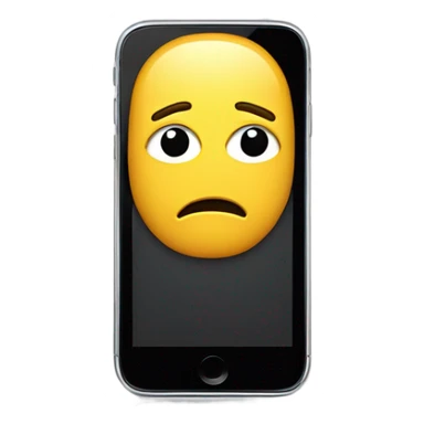 A bored emoji face holding a phone by its head that says face time sticker