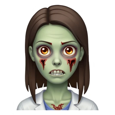brunette, straight hair, no bangs, zombie woman sticker