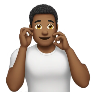 guy touching his face sticker