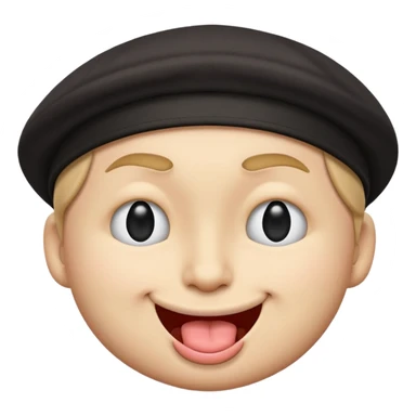 A cartoon-style emoji face with a backwards black cap, winking with the left eye and sticking the tongue out to the left. The expression is playful, cheeky, and confident, with raised eyebrows adding to the fun vibe.
 sticker