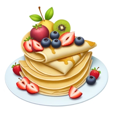 Crepe with fruit toppings in emoji style sticker