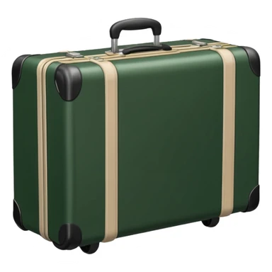 dark green ribbed suitcase with light beige handle and wheels sticker