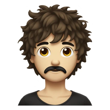emo boy with shaggy hair and moustache sticker