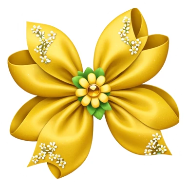yellow flower bow with glitter sticker