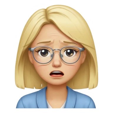 Blonde with glasses crying sticker