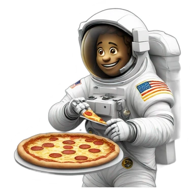 Astronaut eating pizza on the moon sticker