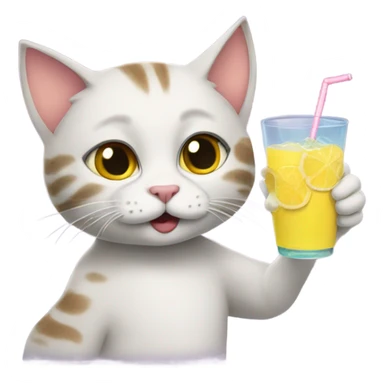 Cat drinking lemonade  sticker