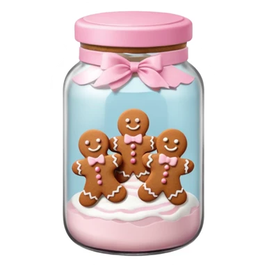 pastel pink christmas gingerbread cookies in jar with pink lid  sticker