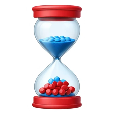 Sandglass with blue pills and red pills sticker