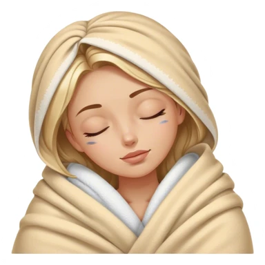 tan white girl with blanket and eyes closed with skin care sticker