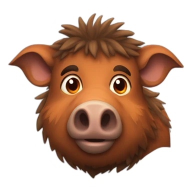 anthropomorphic brown boar with orange cheeks sticker