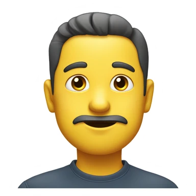 A yellow emoji with furrowed eyebrows looking upwards with thumb and index finger resting on its chin. sticker